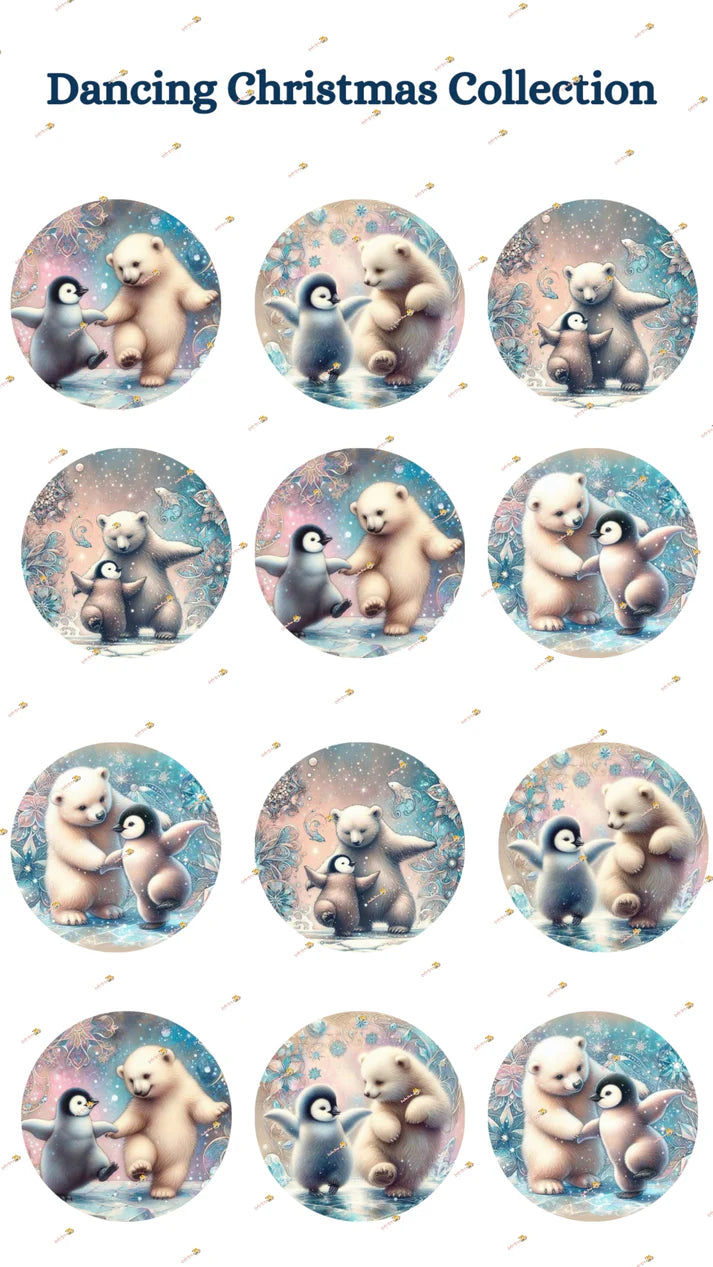Dancing Christmas Edible Images - 2" Round Sugar Discs