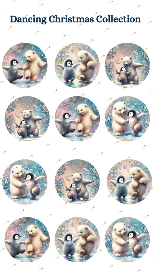 Dancing Christmas Edible Images - 2" Round Sugar Discs