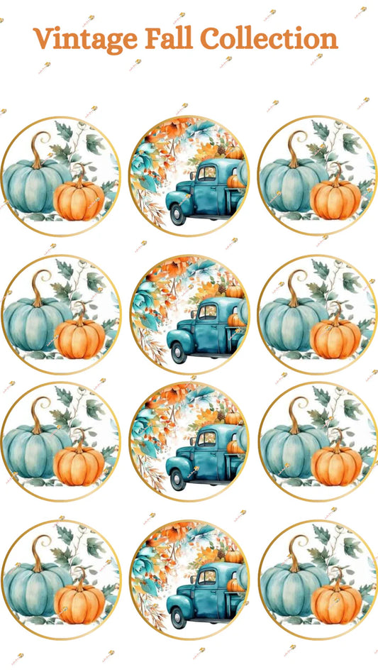 Vintage Fall Edible Images - 2" Round Sugar Discs