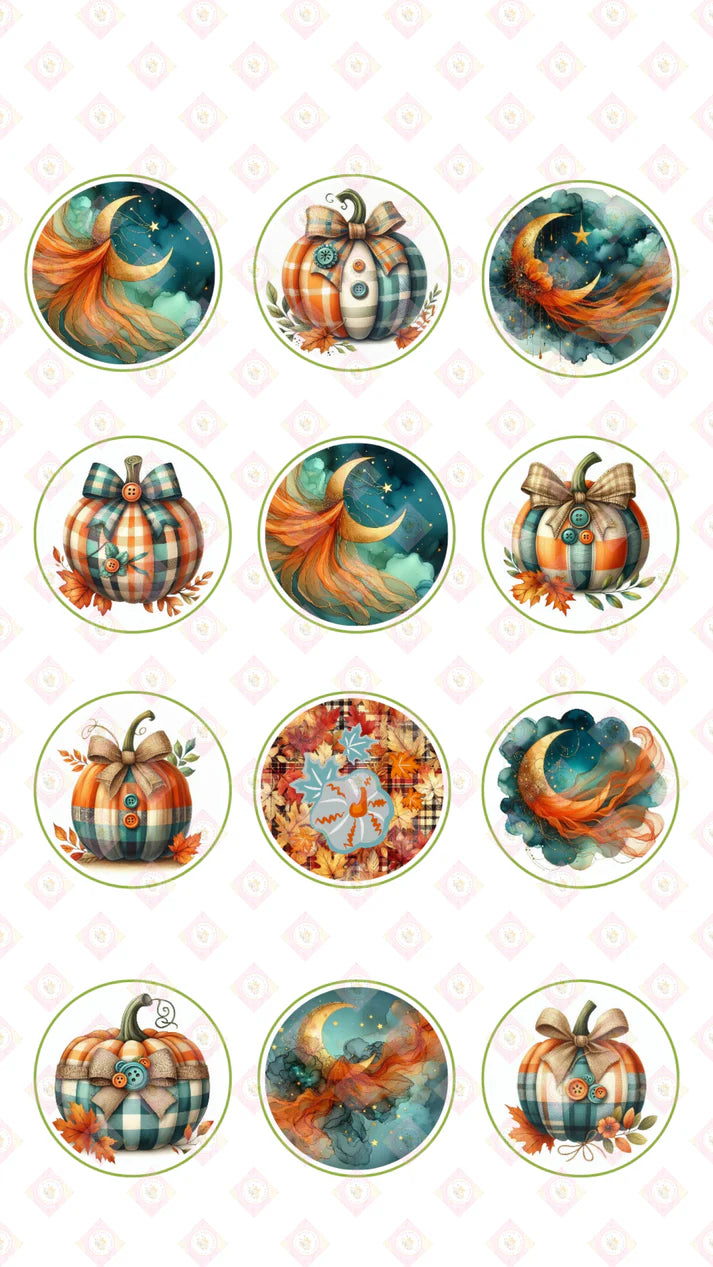 Whimsical Pumpkins Edible Images - 2" Round Sugar Discs