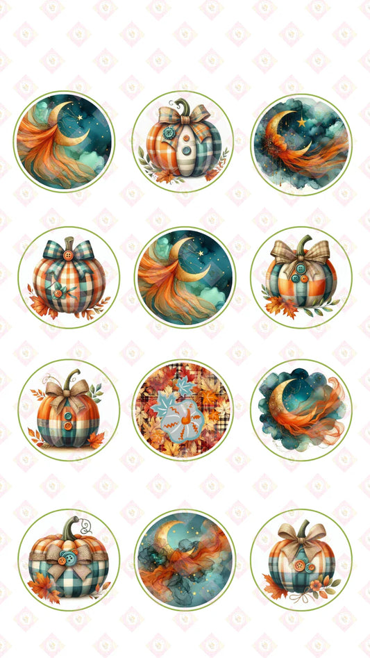 Whimsical Pumpkins Edible Images - 2" Round Sugar Discs