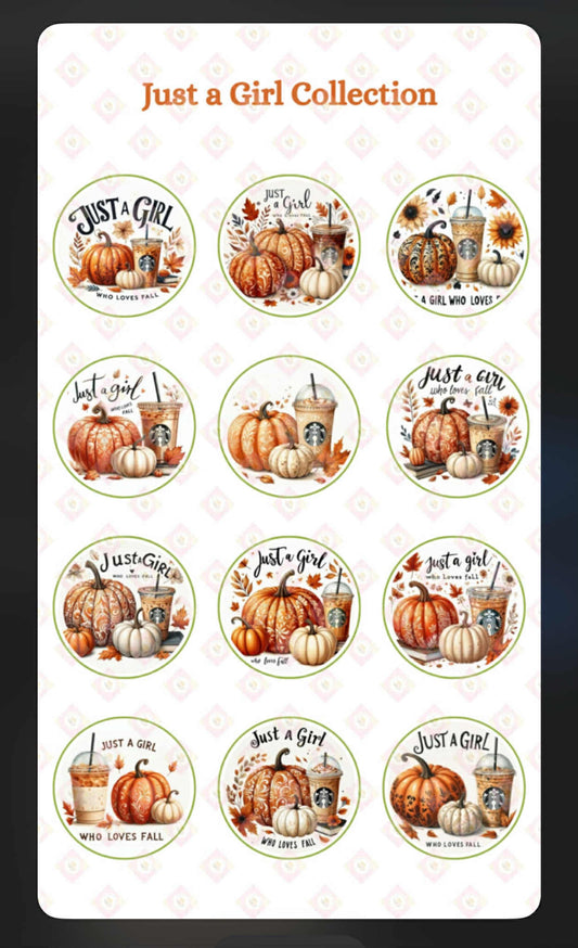 Just a Girl Who Loves Fall" Edible Images - 2" Round Sugar Discs