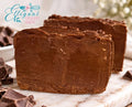 A block of dark chocolate fudge from Elle'gant Creations Bakery, handmade in Manassas, Virginia.