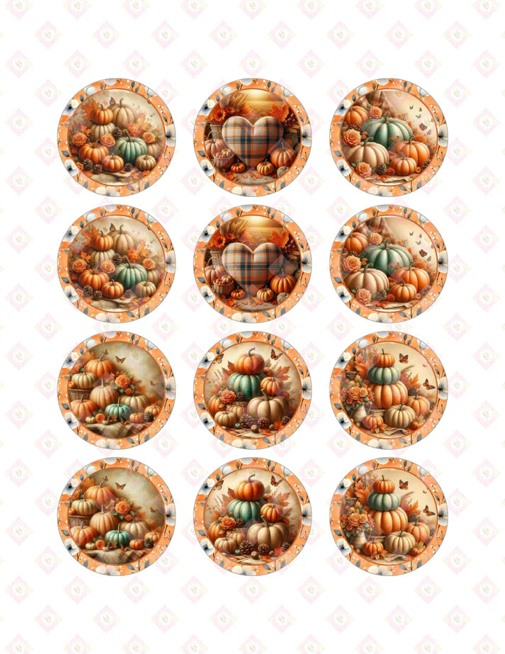 Rustic Pumpkins Edible Images - 2" Round Sugar Discs