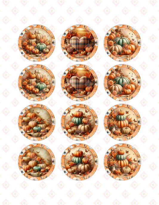 Rustic Pumpkins Edible Images - 2" Round Sugar Discs